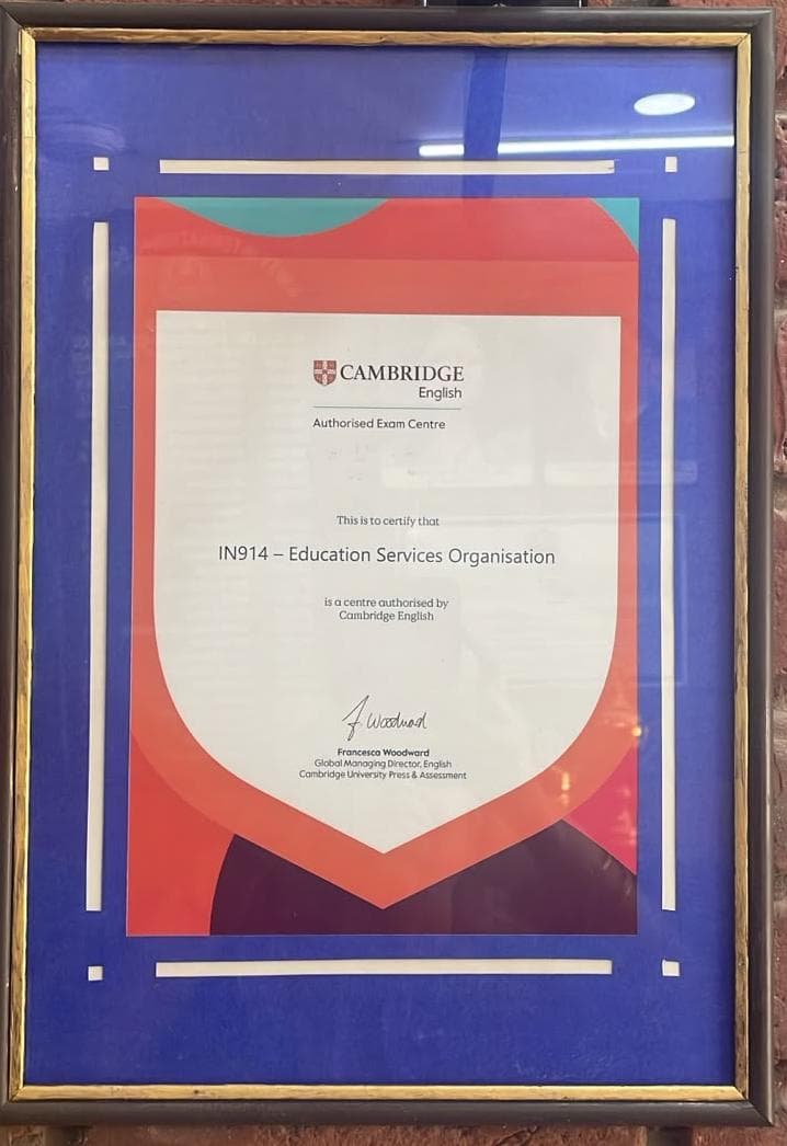 Cambridge English Authorised Exam Centre Certificate